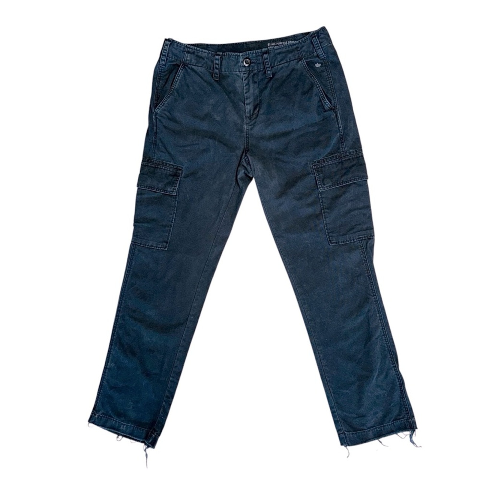 G1 All Purpose Goods Women’s Black 100% Cotton Cargo Pants Raw Hem